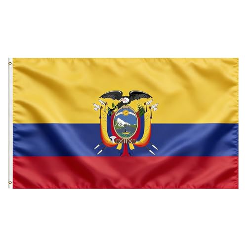VELIFFCO Ecuador Flag Flag of Ecuador 3x5 Ft - Polyester Lightweight Flags with 2 Brass Grommets for Ecuadorian Party Decorations Sports Events Decorations