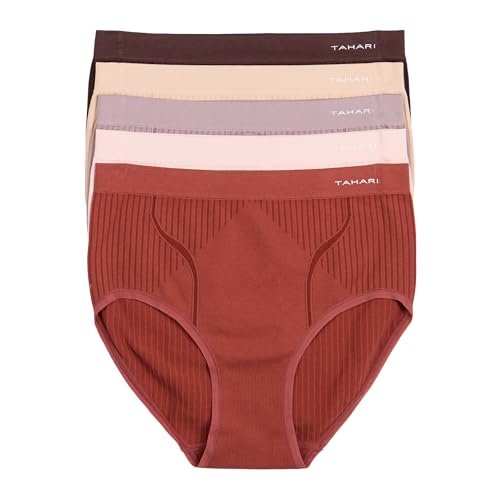 TAHARI Women's 5-Pack Ribbed Seamless Underwear Brief3