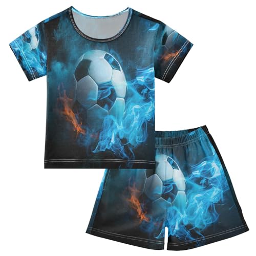 senya Short Sleeve Pajamas Sets Summer Cotton Sleepwear White Black Blue Soccer