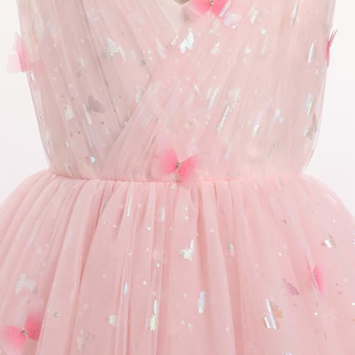 Image of IMEKIS Toddler Kids Girls Butterfly Dress Sparkle Sequins Tulle Wedding Formal Birthday Dresses 2-10T