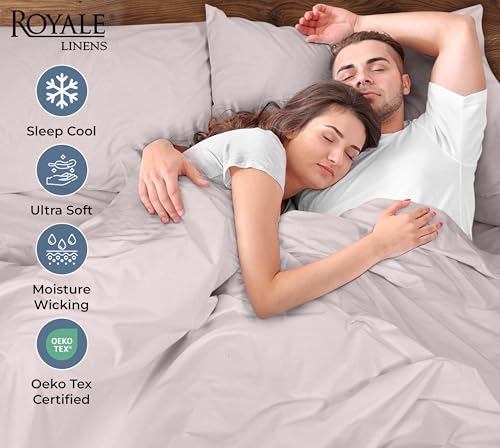 Image of ROYALE LINENS 100% Organic Cotton Percale Pillowcases Set of 2 - Queen Size Percale Pillowcase - Queen Set of 2 Pillow Cover - Breathable, Cool & Crisp Pillow Cases (20 inchx30 inch, Lavender)