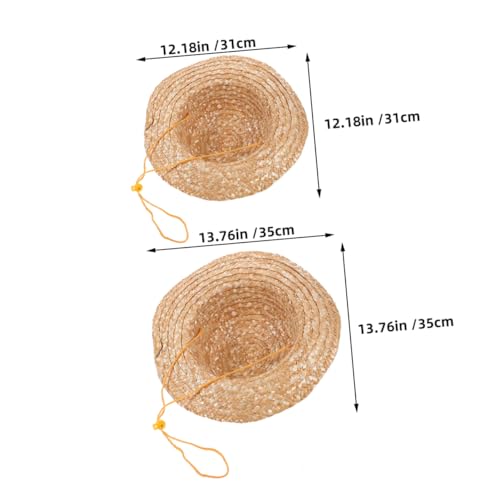 2pcs Unpainted Boys and Girls Straw Hat for Art Wide Brim Boy Girl Sun Cap Natural Material Outdoor Beach for and for Crafting and Fun Activities2