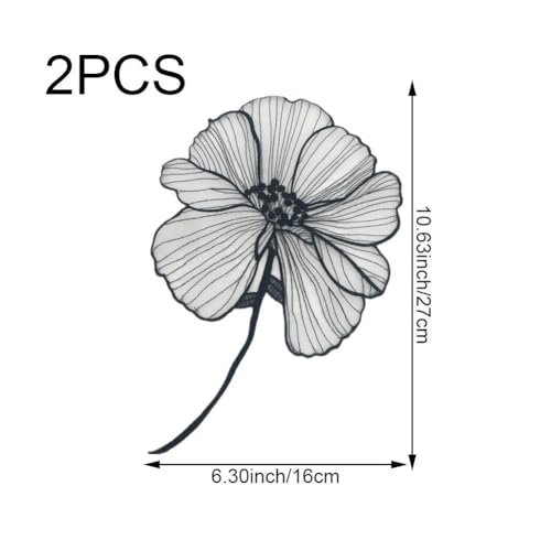 Patchs fleurs noires 27 cm WTUIJQW dentelle brodée luxe pour customisation - 6