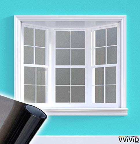 Vvivid Dark Black Frosted Etched Window Tinting Vinyl Roll (16 Inch X 48 Inch Roll) #TOP1