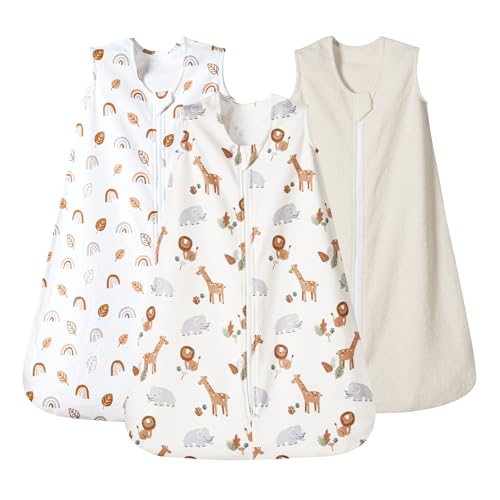 Image of PHF 3 Pack Warm Micro-Fleece Baby Sleep Sack 0-6 Months, Soft Baby Wearable Blanket, 2-Way Zipper Sleeping Bags, Comfy Toddler Sleeping Sack for Boys, Small Size, Woodland
