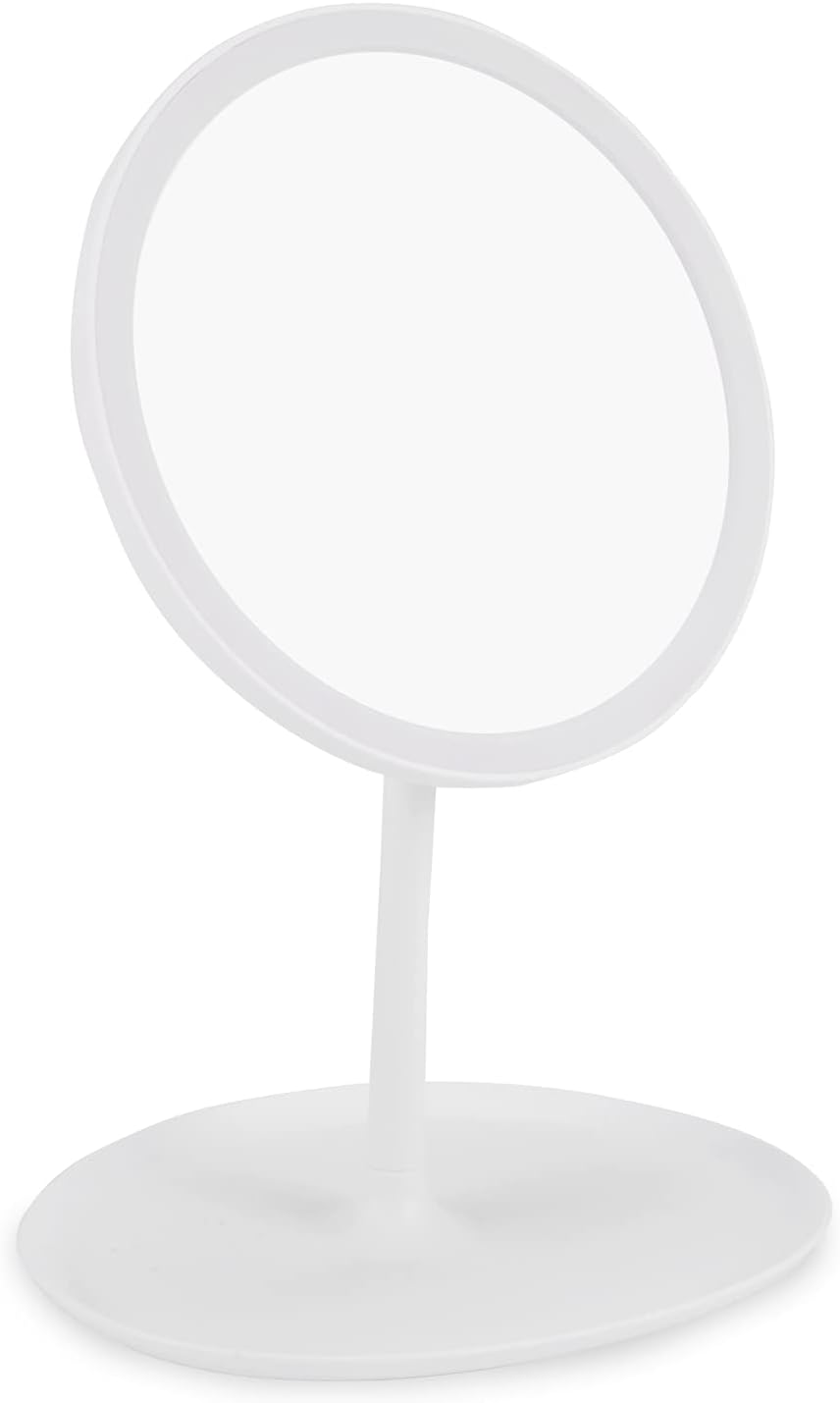 Makeup Mirrors, Ultra-Clear Vanity Mirror with Lights, Portable Tabletop Cosmetic Mirror USB White Type I