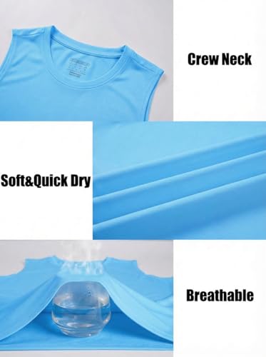 MAGCOMSEN Tanktop Herren Ärmelloses Leicht Muskelshirts Gym Ärmelloses Weste Rundhals Achselshirt Quick Dry Fitness Trägershirt Himmelblau 3XL 5