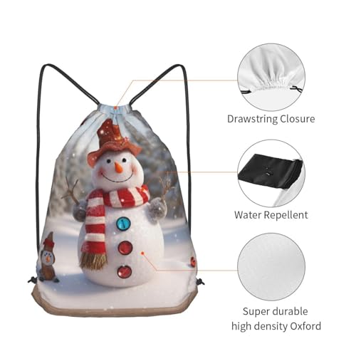Drawstring Bag for Women Lightweight Sports Gym Bag Christmas Snowman Soccer Backpack for Travel4
