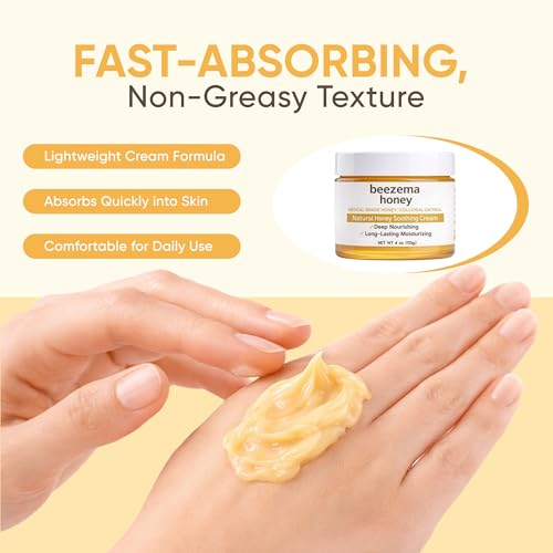 KOVGOCY Beezema Medical Grade Honey, with Manuka Honey, Colloidal Oatmeal & Natural Oils, Natural Lotion, for Relieving Dry Skin on Hands and Body. Fast-Absorbing & Non-Greasy, Unscented - 4oz (1)