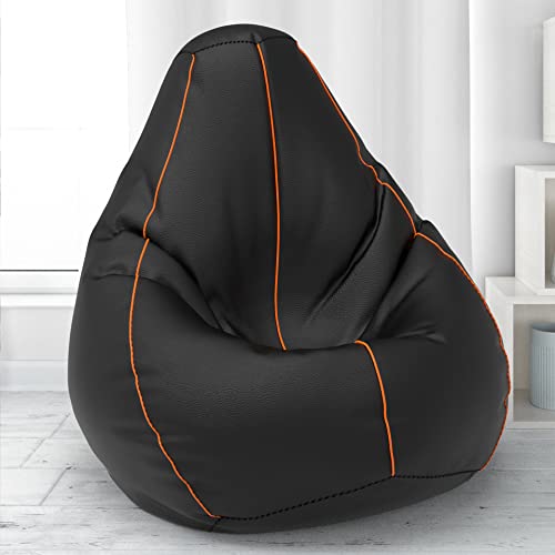 Image of ComfyBean Bag with Beans Filled XXXL- Official: Bailey & Bakers Bean Bags - for Young Adults - Max User Height : 5-5.8 Ft.-Weight : 60-70 Kgs(Model: Black Orange)