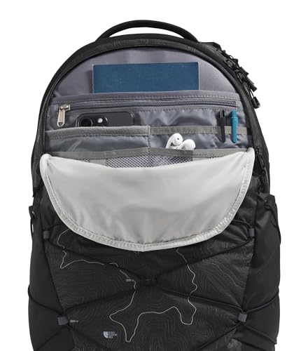 Image of The North Face Borealis Commuter Laptop Backpack - PFAS Free, TNF Black Topo Print /Smoked Pearl, One Size
