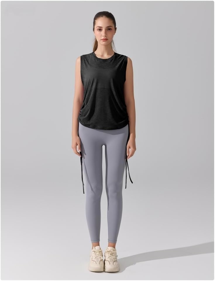 FUNSEED Workout Tank Tops Women, Summer Loose Sleeveless Breathable Athletic Shirts, Yoga Pilates Wrinkle Design Sports Tops - Image 3