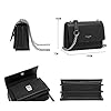 David Jones - Damen Kleine Umhängetasche - Crossbody Bag PU Leder Frau - Ketten Handtasche Mini Tasche Klappe - Elegante Schultertasche Mode Abendtasche - Alltag Reise Schick Stilvoll - Schwarz #3