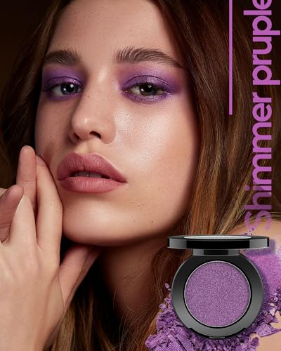 HOOMUSS Purple Eyeshadow Shimmer Handmade Pressed Eyeshadow Palette, Long Lasting With No Creasing Pigmented Intense Color Purple Eye Shadow- ShimmerPurple