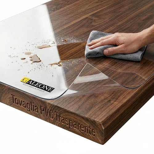 Tovaglia Trasparente Plastificata | Spessore 1,5 mm - su Misura - Qualità Galeone - Pellicola Tavolo Trasparente Resistente - Copri Tavolo PVC