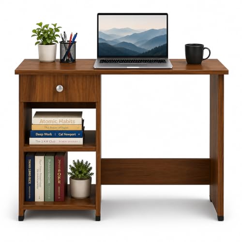 Image of Laptop Table Study Desk with Drawer for Home Office Free Assembly Included