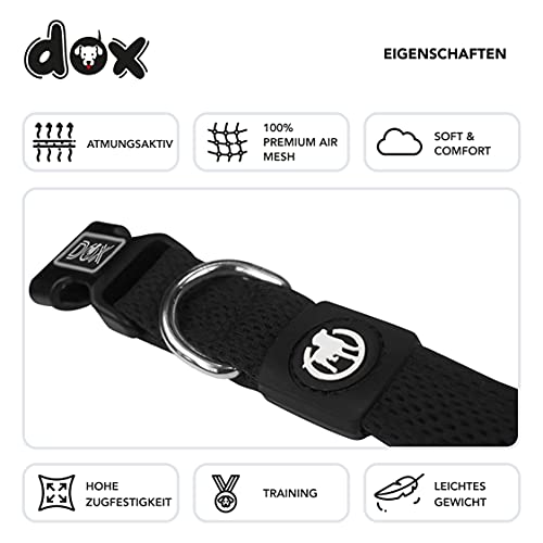 DDOXX Airmesh Hundehalsband - Stabiles und Verstellbares Welpenhalsband für alle Größen - S (Schwarz)