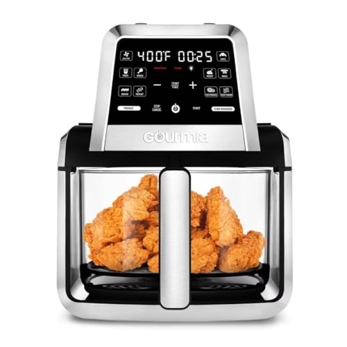 Gourmias 7 Qt Foldable Digital Air Fryer – 10 Presets, Guided Cooking, XL Capacity, Touch Controls, Nonstick Basket, Oil-Free Frying, Black