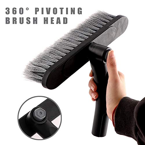 Rest-Eazzzy Snow Brush Removal Extendable for Car Windshield, 2 in 1 Ice Scraper with Foam Grip and Rotating Brush Head, Heavy Duty ABS (Grey)