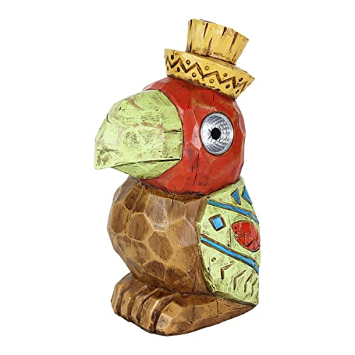 Exhart-Solar-Tiki-Parrot-Garden-StatueLED-EyesWood-Look-ResinDurableCute-Garden-Decor-65×10 Exhart Solar Tiki Parrot Garden StatueLED EyesWood Look ResinDurableCute Garden Decor 65×10