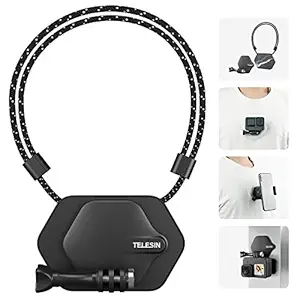 TELESIN Magnetic Chest Mount + Neck Strap + Holder for Go Pro, Insta360, DJI Action - 360 POV Invisible Selfie Necklace Lanyard Mounting Accessories