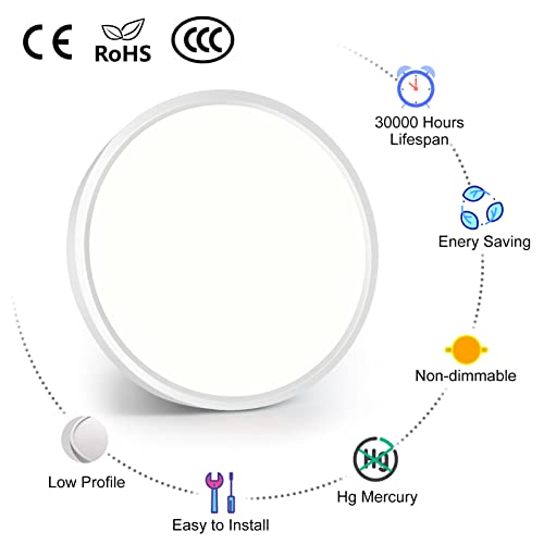 Inshareplus 7Inch Led Ceiling Light Fixture, White 12W(120W Equiv) 5000K Daylight White Flush Mount Ceiling Lights, Super Bright, Ultra-Thin, 1500Lm Ceiling Lamp For Bedroom, Kitchen, Office, Hallway #TOP1