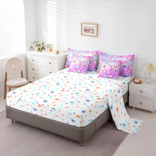 Image of Feelyou Kids Cute Axolotl 7 Pieces Bedding Set Queen Size, Dreamy Princess Bed in A Bag Kawaii Ocean Sealife Comforter Set with Sheets Boys Girls Butterfly Teens Bed Set Bedroom Decor 7Pcs