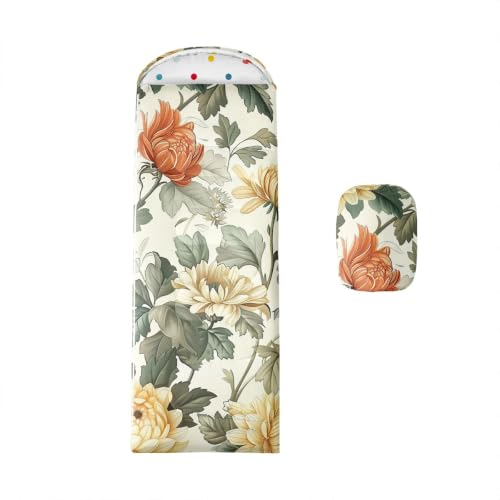 Feelyou Bolsas de Dormir Florales 3 Estaciones para Niños y Adultos Boho Multicolor para Camping en Clima Frío y Cálido, con Bolsa de Compresión miniatura 1