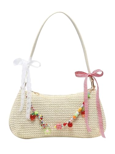 Image of Verdusa Women's Y2K Purse Coquette Bow Tie Vintage Shoulder Bags Lace PU Leather Kawaii Handbag