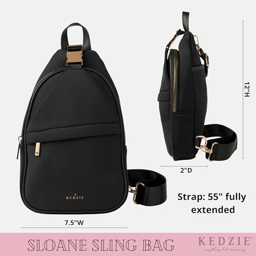 KEDZIE Sloane Sling Crossbody Bag Soft Water Resistant Purse for Women - Navy3
