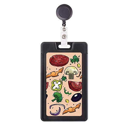 Porte-badge rétractable légumes et pizza idéal pour la pause déjeuner