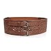 BMC Womens Double Buckle Style Thick Wide Elastic Brown Cut Out Faux Leather High Waist Fashion Belt