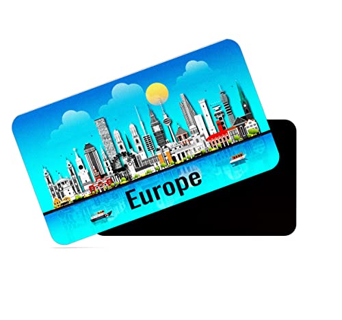 Image of dhcrafts Rectangular Rubber Fridge Magnet /Magnetic Card Blue Europe Design Pack of 1 (8.6cm x 5.4cm)