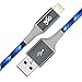 360 Electrical 360650-AZ Habitat 4ft Premium Braided Charging Cable with Lightning Connector â€“ MFi Certified for iPhone and iPad - Active-Azure)