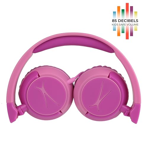 Image of Altec Lansing Kid Safe Wired Headphones, Over Ear Headphones for Kids Ages 3-5, Volume-Limiting Toddler Headphones with Mic, Compact Foldable Kids Headphones with Cord, APA Approved (Pink)