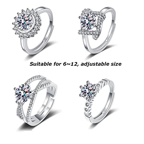 Hodea 9Pcs Gorgeous Round Cut Solitaire Rings Diamond Ring Bride Ring Engagement Wedding Ring Pretty Stacking Ring Knuckle Rings Aaaaa Cubic Zirconia Rings Princess Cut Jewelry For Her Anniversary #TOP3