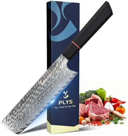 Nakiri Knife Japanese Damascus Cleaver: 6.6 Inch Chef Knife Professional Kitchen Knife Razor Sharp Meat Cleaver with G10 Ergonomic Handle