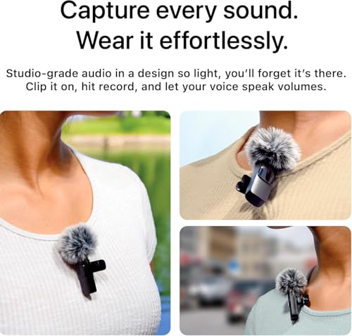 Image of coku Wireless Mic for YouTube & Video Recording, Mini Microphone for Recording and Singing, Plug & Play Mic for YouTube Wireless with Noise Reduction, Compatible with iPhone, Android & PC