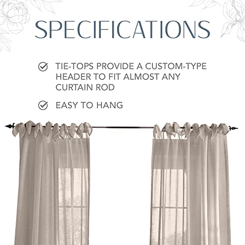 Elrene Sheer Tie-Top Window-Curtain Panel, Poly-Linen Blend, Light Gray, 52" W x 84" L (Pack of 1), W 52" x L 84" (1 Panels) - Image 4
