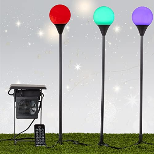 Outdoor Garden Pathway Yard Spikes, Color Changing Lights with Bluetooth Speaker, Smart Pixel Bulbs, 15-Pack