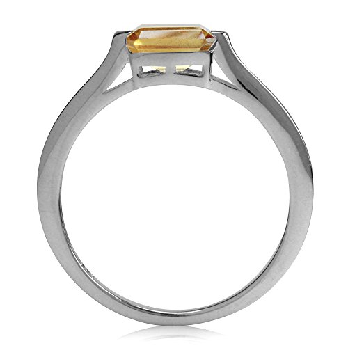 Silvershake 1.04Ct. Genuine Octagon Shape Citrine White Gold Plated 925 Sterling Silver Solitaire Ring Size 8 #TOP2