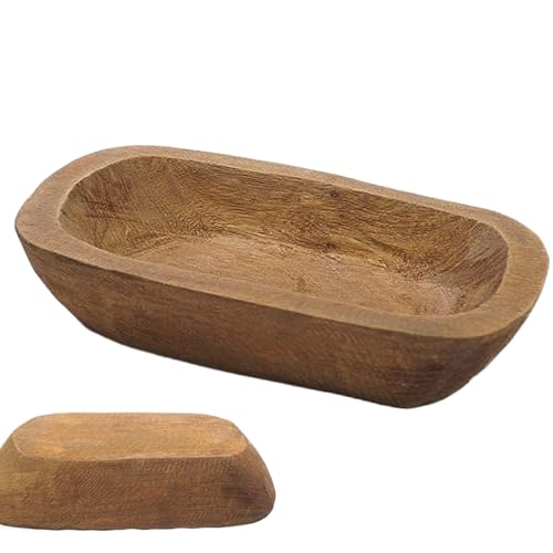 Cuenco decorativo de madera, bandeja para servir, cuenco de pan bohemio de madera para alimentos, accesorio de centro de mesa de frutas y velas, mostrador de cocina, exhibición del hogar para
