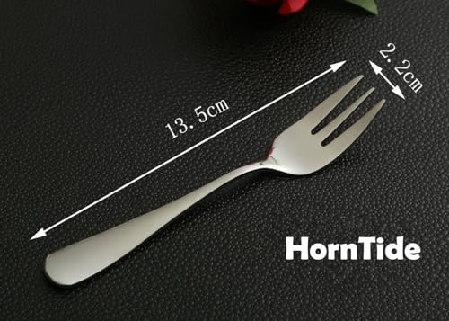 image for HornTide 6-Piece Dessert Forks Set 3 Tines Fruit Salad Fork Flatware S