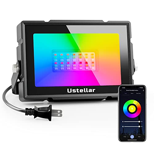 USTELLAR Smart WiFi LED Flood Lights Outdoor, RGB Color Changing Stage Landscape Lighting with APP Group Control, Timing, Alexa, Outdoor Uplights IP66 Spotlights for Christmas Halloween Party, 1 Pack USTELLAR Smart WiFi LED Flood Lights Outdoor, RGB Color Changing Stage Landscape Lighting with APP Group Control, Timing, Alexa, Outdoor Uplights IP66 Spotlights for Christmas Halloween Party, 1 Pack
