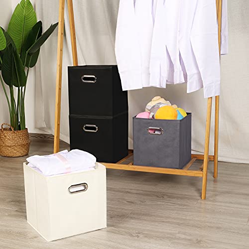 Yunkeeeper Storage Bins Cubes, Fabric Cube Organizer With Handle, Foldable Cube Bins For Cloth Or Accessary Storage, 11X11X11, Set Of 3,(Gray) #TOP6
