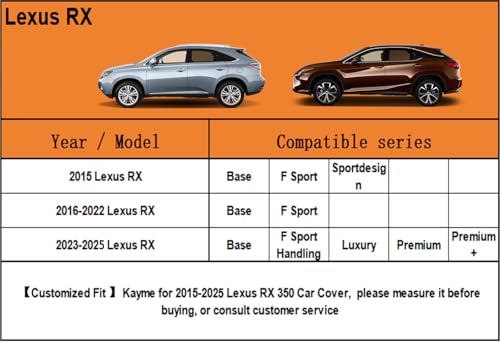 Kayme 6 Layers SUV Car Cover Custom Fit for Lexus RX350 /RX300/330/350L (2003-2025) Waterproof All Weather for Automobiles, Outdoor Full Cover Rain Sun UV Protection.Silver by kayme - Image 6