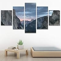 SIGNWIN 5 Panel Canvas Wall Art Mountainscape for Home Decorations Ready to Hang - 60