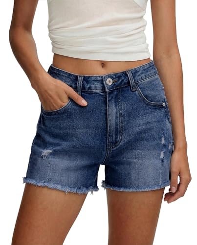 Image of CHICZONE Womens Mid-High Waisted Stretchy Denim Jean Shorts