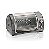 Hamilton Beach Easy Reach 4-Slice Countertop Toaster Oven With Roll-Top Door, 1200 Watts, Fits 9” Pizza, 3 Cooking Functions for Bake, Broil and Toast, Silver (31344DA)
