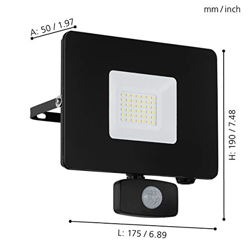 Eglo LED Outdoor Spotlight Faedo 3, 1 Flame Outdoor Light incl. Motion Detector, Sensor wall Spotlight Made of Aluminium - Image 4